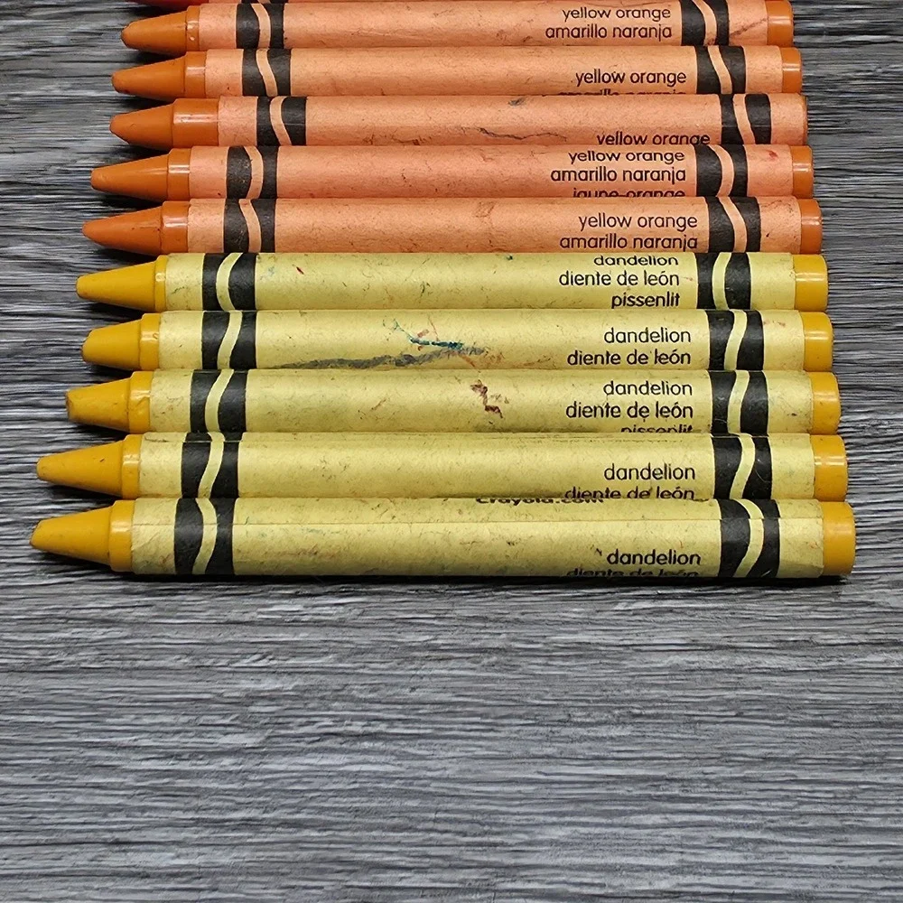 5 Sets Of 4 Rare Crayola Colors - Dandelion, Yellow Orange, Red Orange, Cerulean